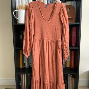 Flowy Puff Sleeve Cotton Blend Maxi Dress